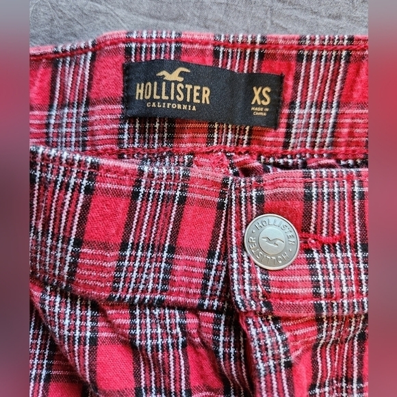 Hollister Red Plaid Jeans Size XS/00 - Picture 5 of 5